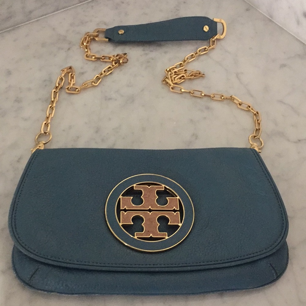 Tory Burch blue purse/clutch